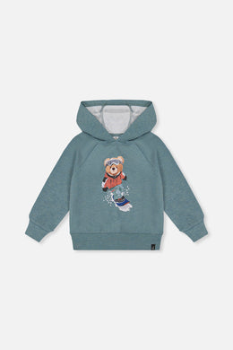 Hoodie With Screenprint Pale Turquoise - J20S32_04180