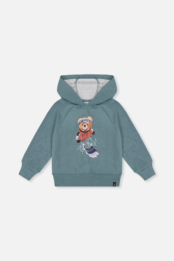 Hoodie With Screenprint Pale Turquoise - J20S32_04180