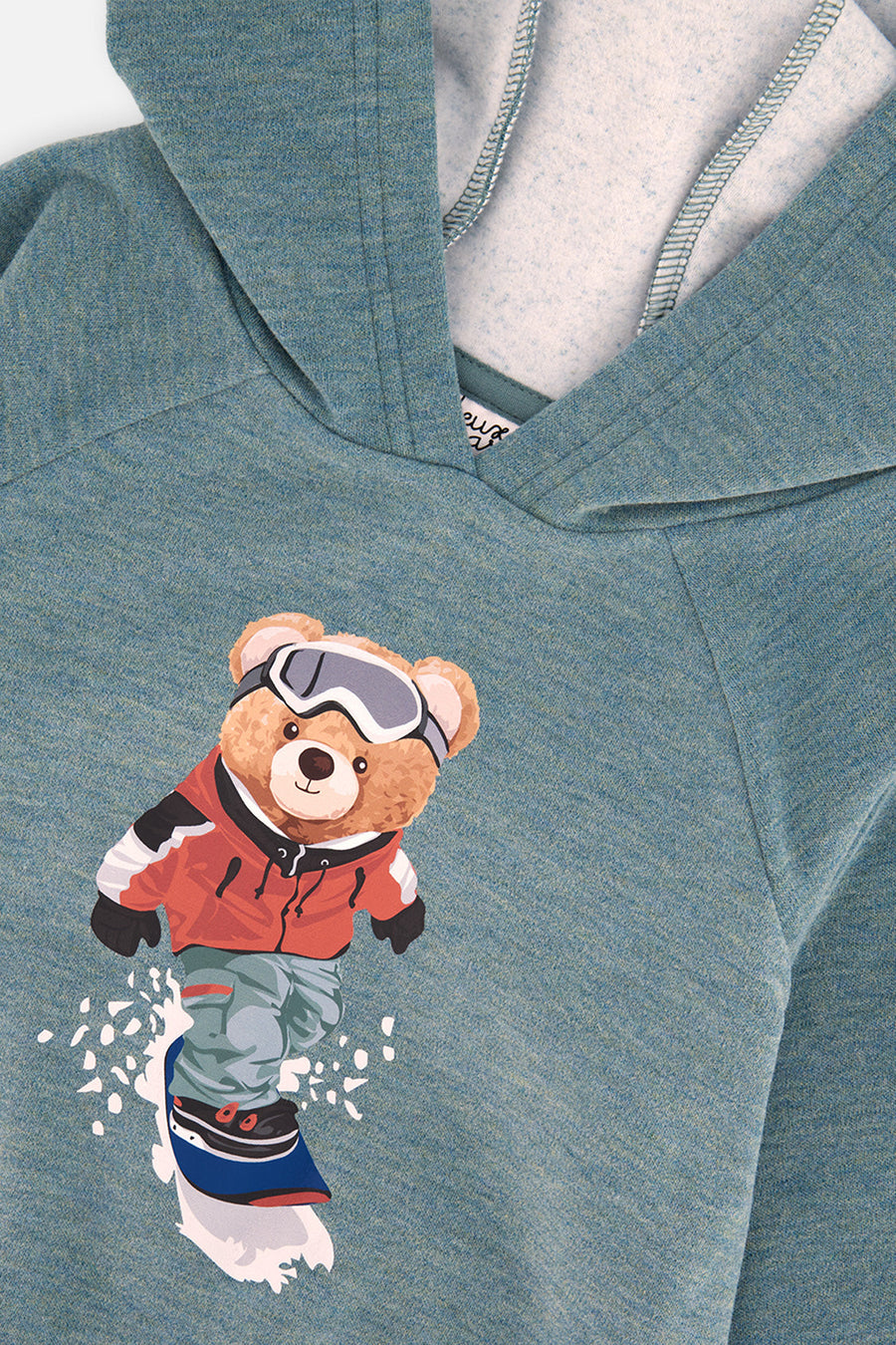 Hoodie With Screenprint Pale Turquoise - J20S32_04180