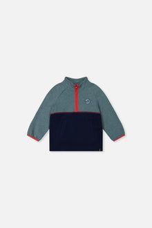 Haut à col montant zippé turquoise pâle pour bébé