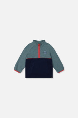 Haut à col montant zippé turquoise pâle pour bébé