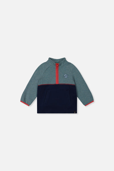 Baby Zip Mock Neck Top Pale Turquoise