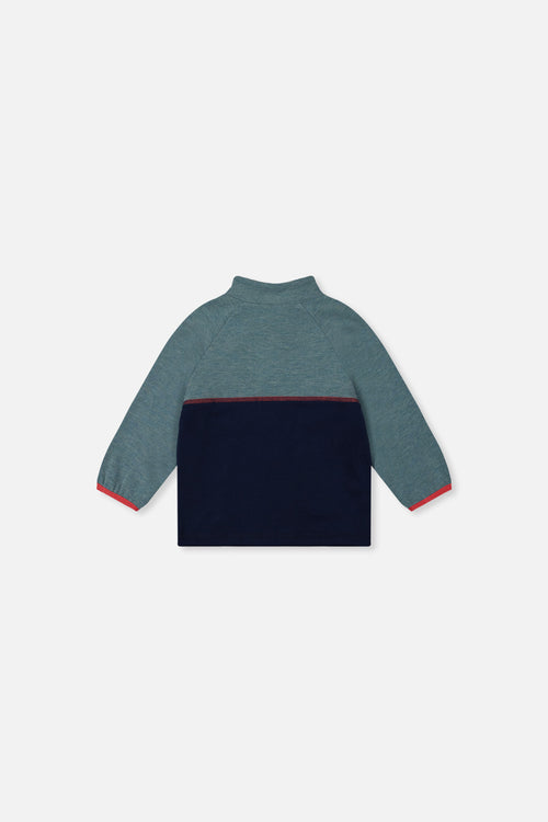 Baby Zip Mock Neck Top Pale Turquoise