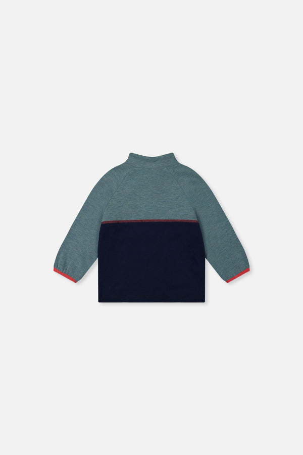 Baby Zip Mock Neck Top Pale Turquoise