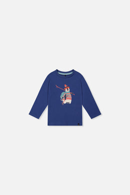 T-shirt à manches longues en coton biologique bleu pour bébé