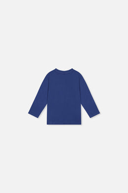 T-shirt à manches longues en coton biologique bleu pour bébé