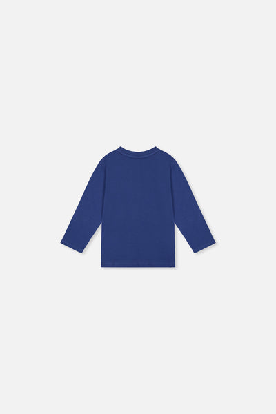 T-shirt à manches longues en coton biologique bleu pour bébé