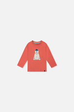 T-shirt à manches longues en coton biologique rose orangé pour bébé