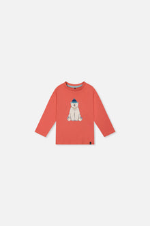 T-shirt à manches longues en coton biologique rose orangé pour bébé