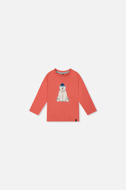 T-shirt à manches longues en coton biologique rose orangé pour bébé