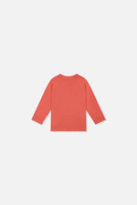 T-shirt à manches longues en coton biologique rose orangé pour bébé