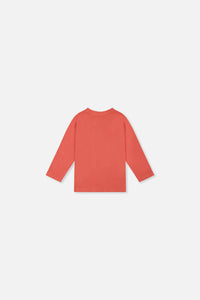 T-shirt à manches longues en coton biologique rose orangé pour bébé