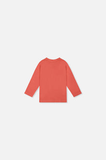 T-shirt à manches longues en coton biologique rose orangé pour bébé