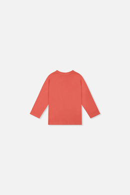 T-shirt à manches longues en coton biologique rose orangé pour bébé