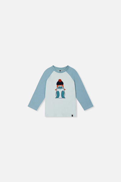 Baby Langarm-Raglan-T-Shirt aus Bio-Baumwolle Sehr Blass Türkis