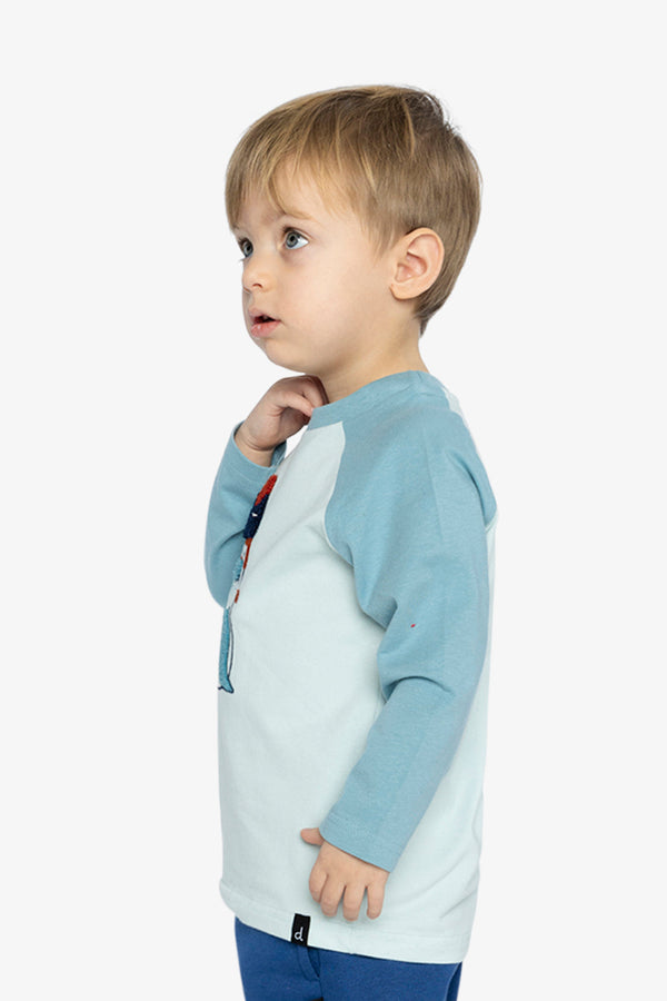 Baby Long Sleeve Raglan Organic Cotton T-Shirt Very Pale Turquoise - J20S71B_04017