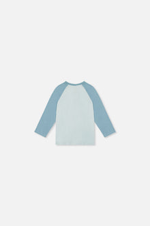 T-shirt raglan à manches longues en coton biologique turquoise très pâle pour bébé