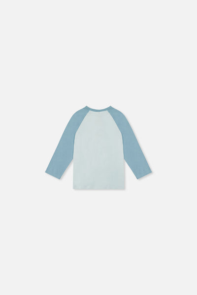Baby Langarm-Raglan-T-Shirt aus Bio-Baumwolle Sehr Blass Türkis
