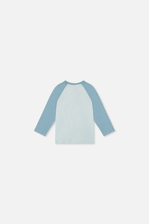 Baby Langarm-Raglan-T-Shirt aus Bio-Baumwolle Sehr Blass Türkis