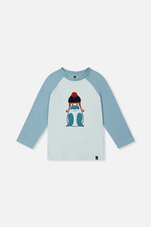 Long Sleeve Raglan Organic Cotton T-Shirt Very Pale Turquoise - J20S71_04017