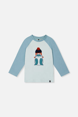 Long Sleeve Raglan Organic Cotton T-Shirt Very Pale Turquoise - J20S71_04017