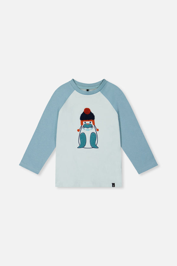 Long Sleeve Raglan Organic Cotton T-Shirt Very Pale Turquoise - J20S71_04017