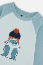 Long Sleeve Raglan Organic Cotton T-Shirt Very Pale Turquoise - J20S71_04017