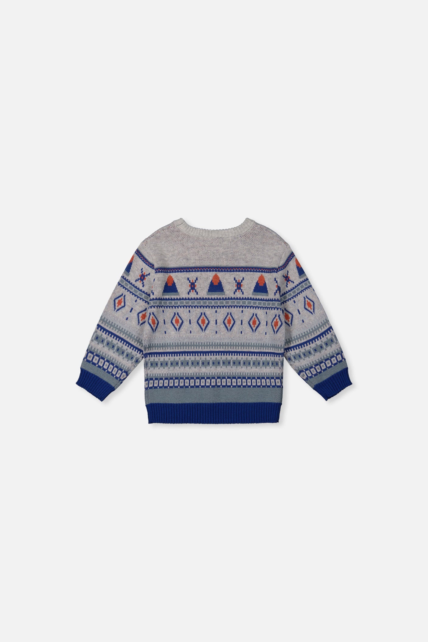 Baby-Strickpullover mit Jacquard-Muster in Blau und Beige