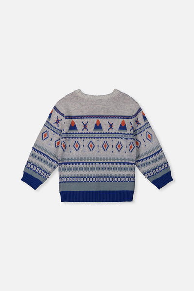 Jacquard Knit Sweater Blue And Beige - J20ST31_04800