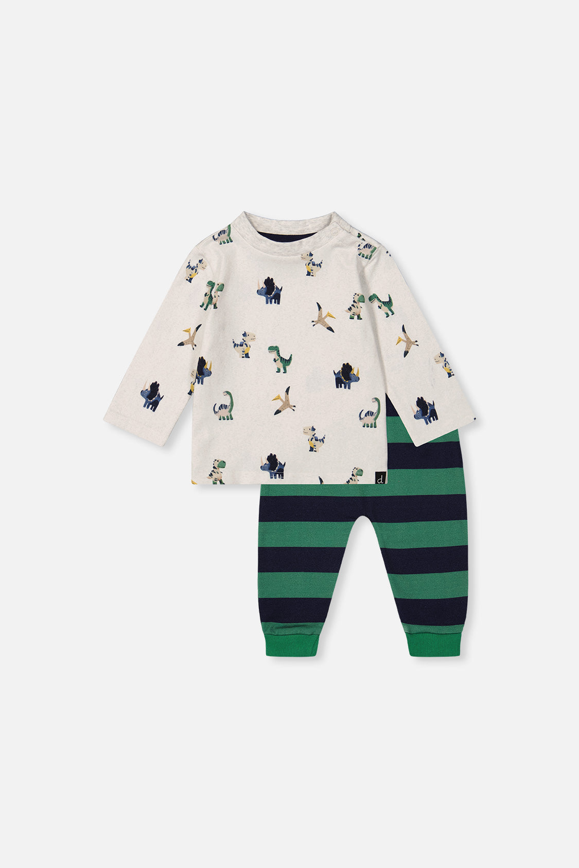 Cotton T-Shirt & Fleece Pant Set Beige Dinosaur Print - J20T10_2J263