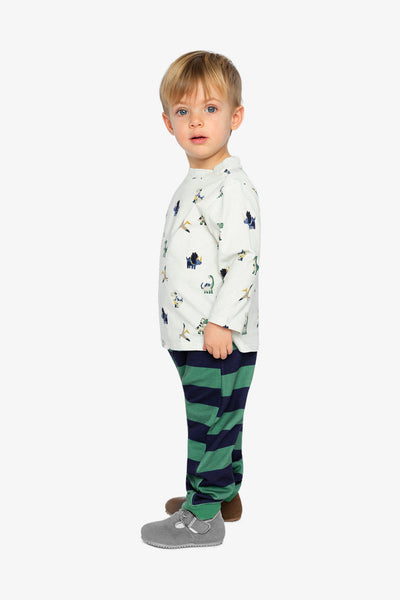 Cotton T-Shirt & Fleece Pant Set Beige Dinosaur Print - J20T10_2J263