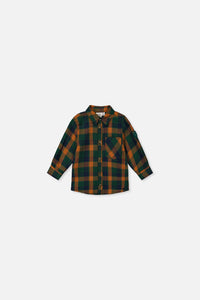 Chemise à carreaux orange, bleu et vert pour bébé
