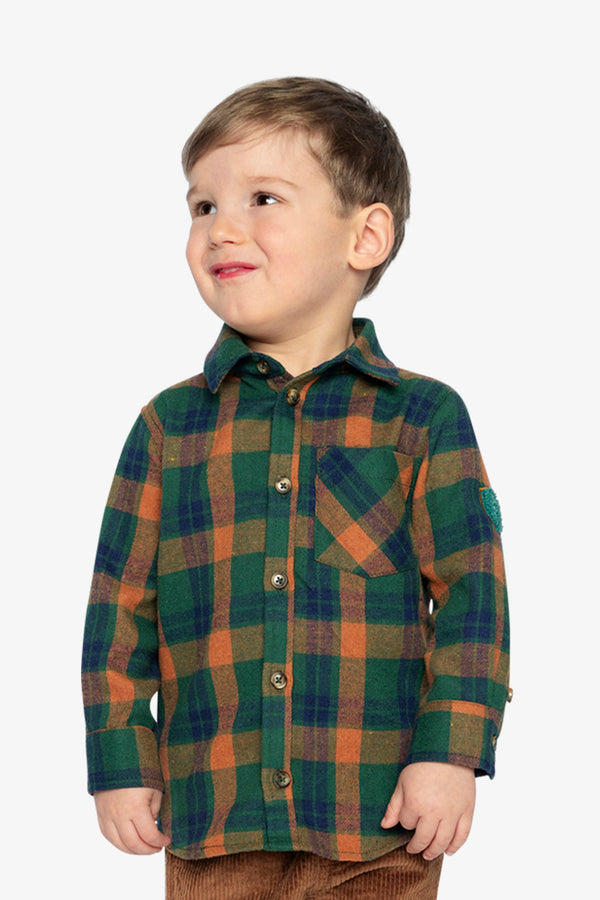 Baby Plaid Shirt Orange, Blue And Green - J20T15B_2J264