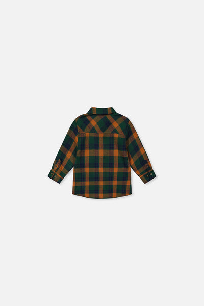 Chemise à carreaux orange, bleu et vert pour bébé