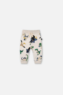 Pantalon de jogging en molleton beige imprimé dinosaures pour bébé