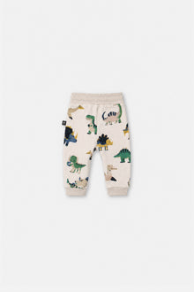 Pantalon de jogging en molleton beige imprimé dinosaures pour bébé