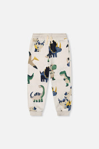 Fleece Sweatpants Beige Dinosaur Print - J20T20_2J263