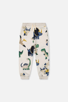 Fleece Sweatpants Beige Dinosaur Print - J20T20_2J263