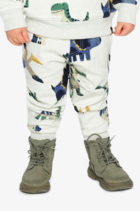 Fleece Sweatpants Beige Dinosaur Print - J20T20_2J263