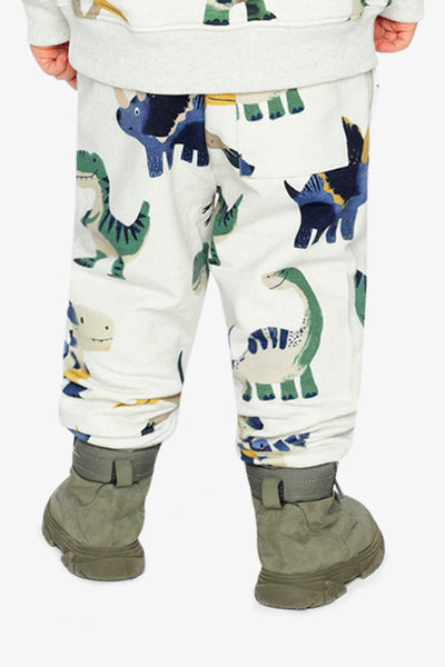Fleece Sweatpants Beige Dinosaur Print - J20T20_2J263
