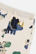 Fleece Sweatpants Beige Dinosaur Print - J20T20_2J263