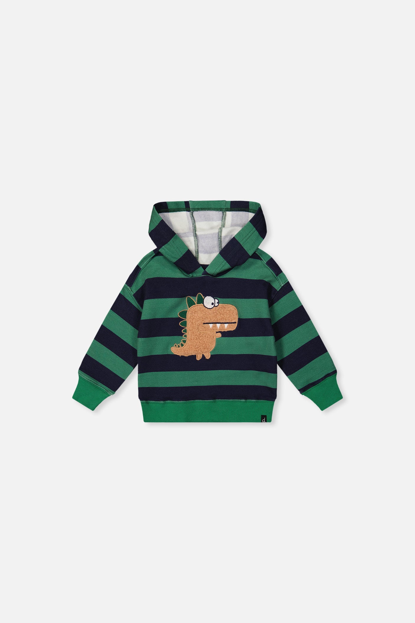 Baby-Fleece-Kapuzenpullover mit Applikation Blau Gestreift Grün