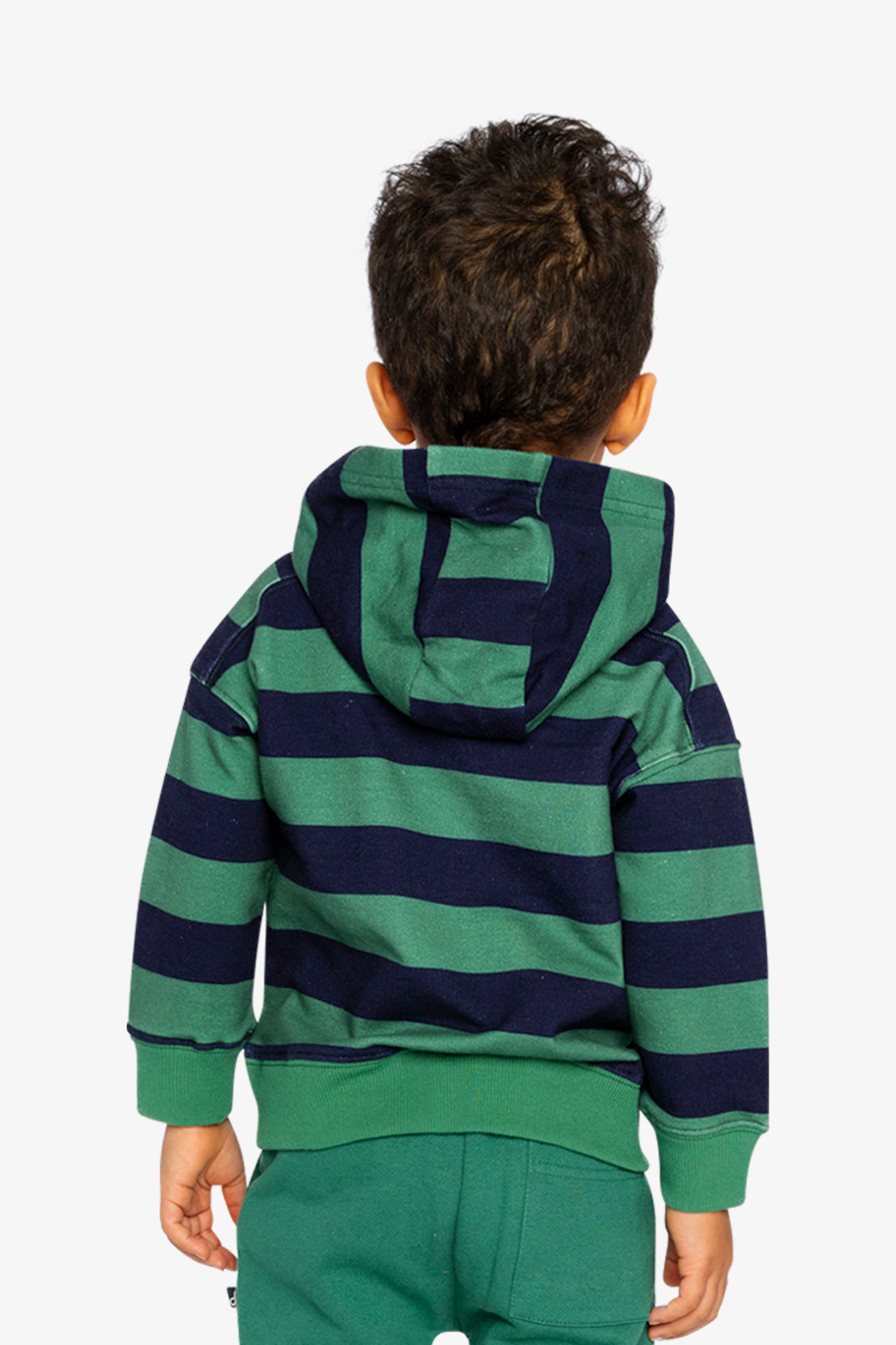Fleece Hoodie With Applique Blue Striped Green - J20T30_2J262
