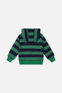 Fleece Hoodie With Applique Blue Striped Green - J20T30_2J262