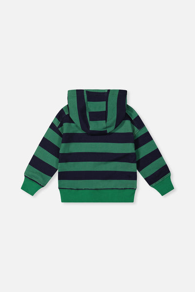 Fleece Hoodie With Applique Blue Striped Green - J20T30_2J262