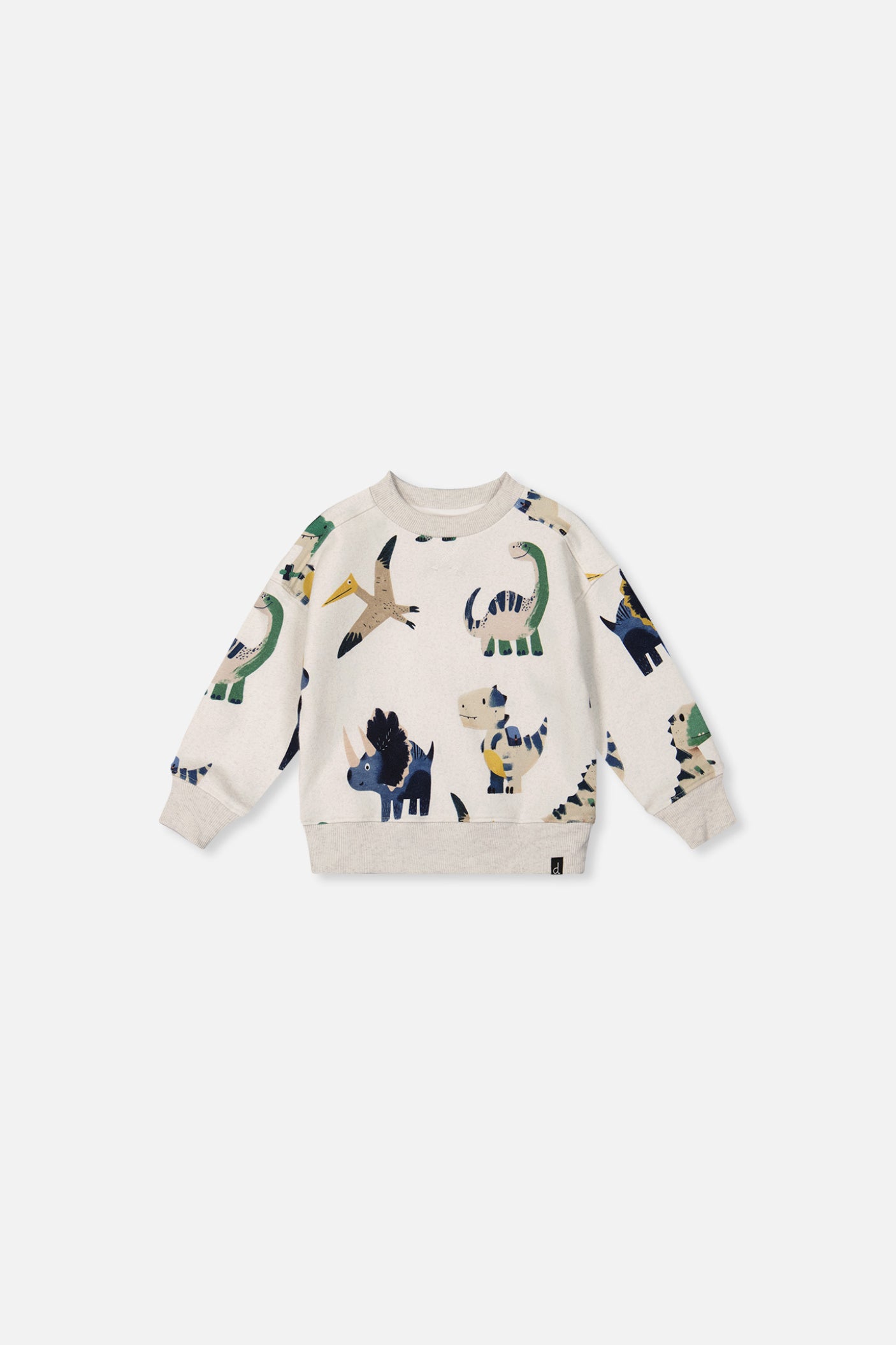 Baby Fleece Sweatshirt Beige Dinosaur Print