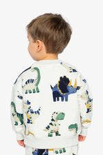 Baby Fleece Sweatshirt Beige Dinosaur Print - J20T32B_2J263