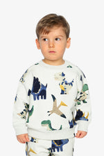 Fleece Sweatshirt Beige Dinosaur Print - J20T32_2J263