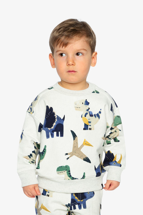 Fleece Sweatshirt Beige Dinosaur Print - J20T32_2J263