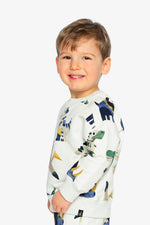 Fleece Sweatshirt Beige Dinosaur Print - J20T32_2J263